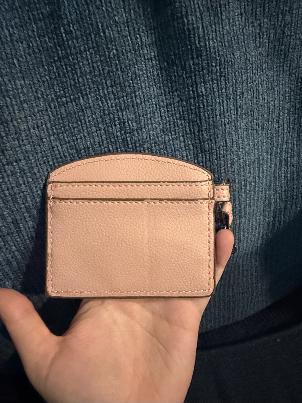 Anne Klein Blush Pink Leather Card Holder with Key Ring - Picture 2 of 2